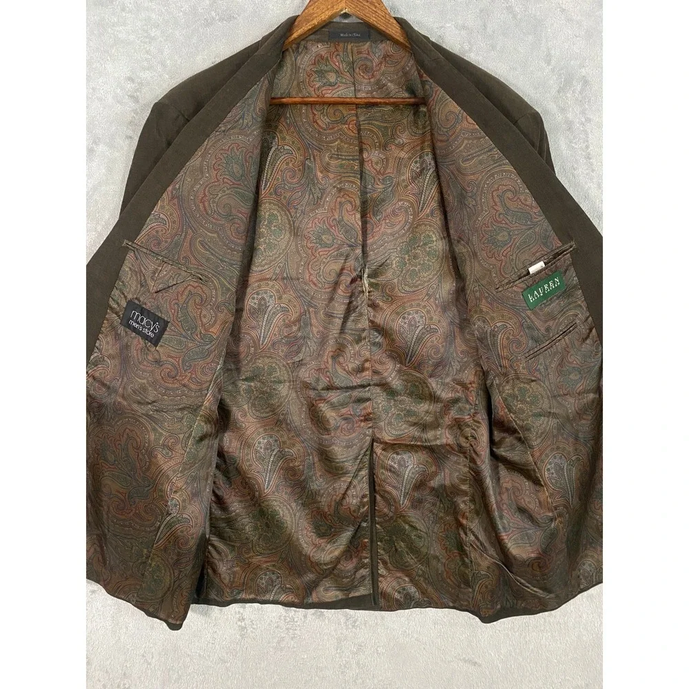 Lauren Ralph Lauren Blazer 44L Brown Corduroy Sport Coat Elbow Patches Preppy